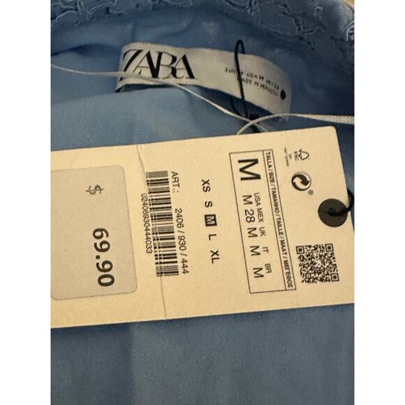 ZARA Blue Lacey Vest Top Medium - Picture 4 of 4